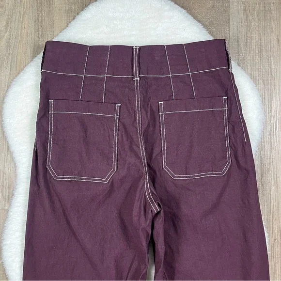 NWOT Maeve The Colette Crop Wide-Leg Pants Contrast-Stitch Edition Anthropologie - Picture 8 of 8